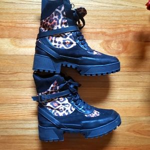 Cape Robbin Hot Rod Combat Boots for Women Platform with Chunky Block Cheetah 10